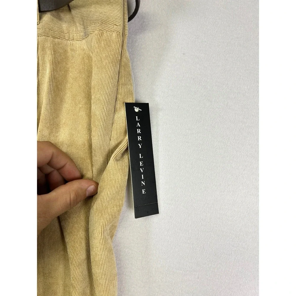 Dark Academia Larry Levine Women 14 Tan Corduroy Flared Belted Midi Skirt‎